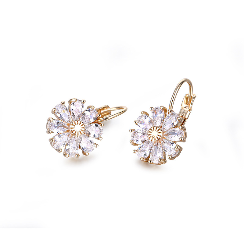 Flower and fresh style earrings, new women's stud earrings from Kashi Accessories on AliExpress, zircon design earrings and ear buckles wholesale details Picture