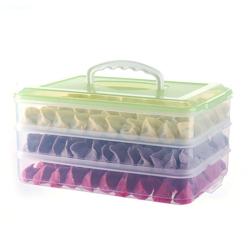 Portable Dumpling Box Refrigerator Freezer Box With Cover Food Grade Crisper Plastic Household Wonton Dumpling Storage Box Item Picture
