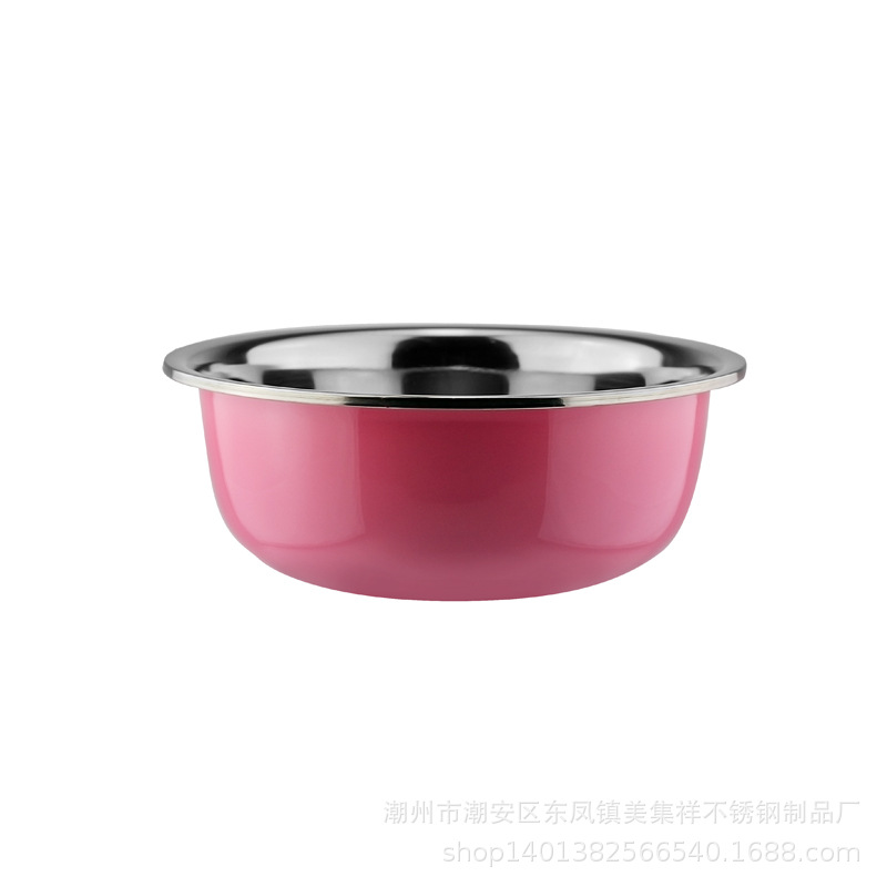 Manufacturer's thickened colored basin kitchen three-piece set, five-piece set, stainless steel reverse edge seasoning VAT, colorful basin set gift Item Picture