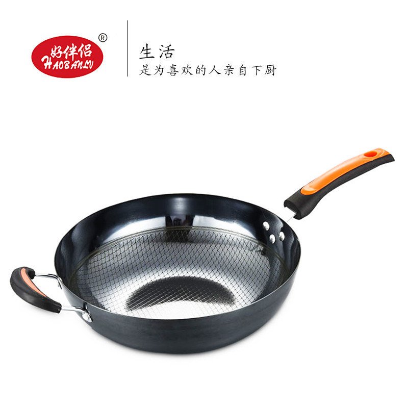 Factory wholesale scale-patterned genuine stainless steel wok, physical non-stick wok, cooking wok wholesale, gift fair sale, one-piece consignment