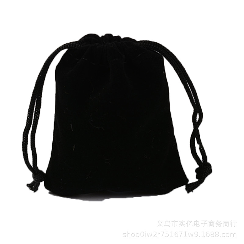 Black velvet bag for headphones, power bank, storage accessories, packaging bag, black velvet fabric, drawstring velvet fabric, small cloth bag details Picture