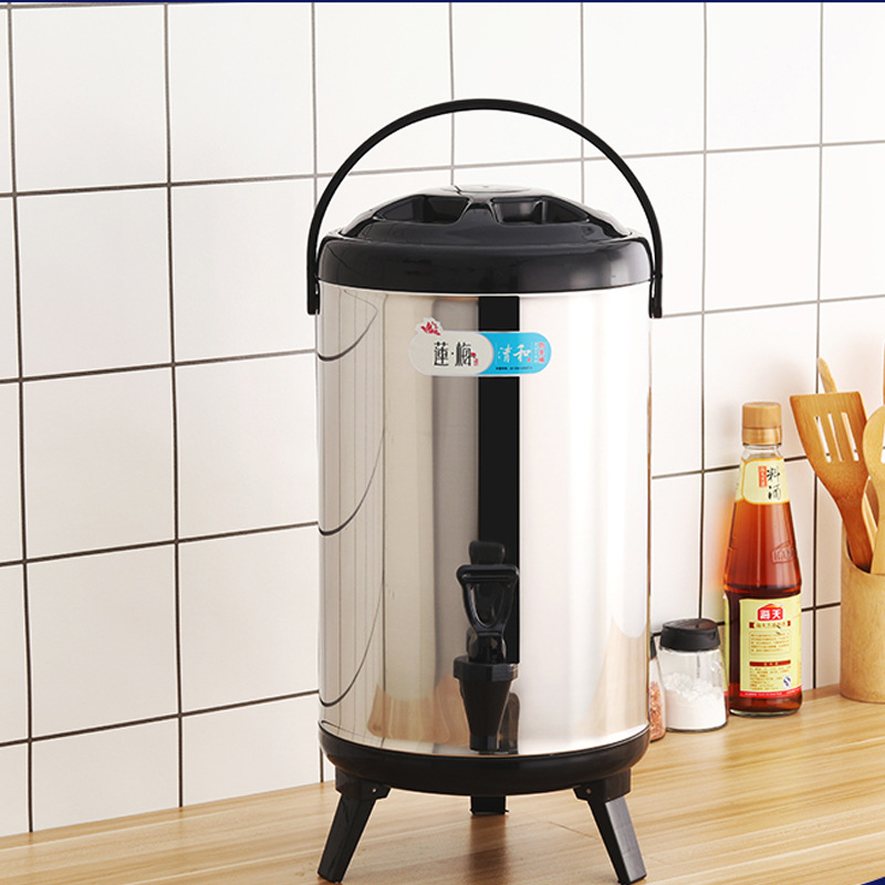 Wholesale of Lianmei commercial 304 stainless steel milk tea buckets, insulated buckets, double-layer plastic coffee soy milk buckets and breakfast buckets details Picture