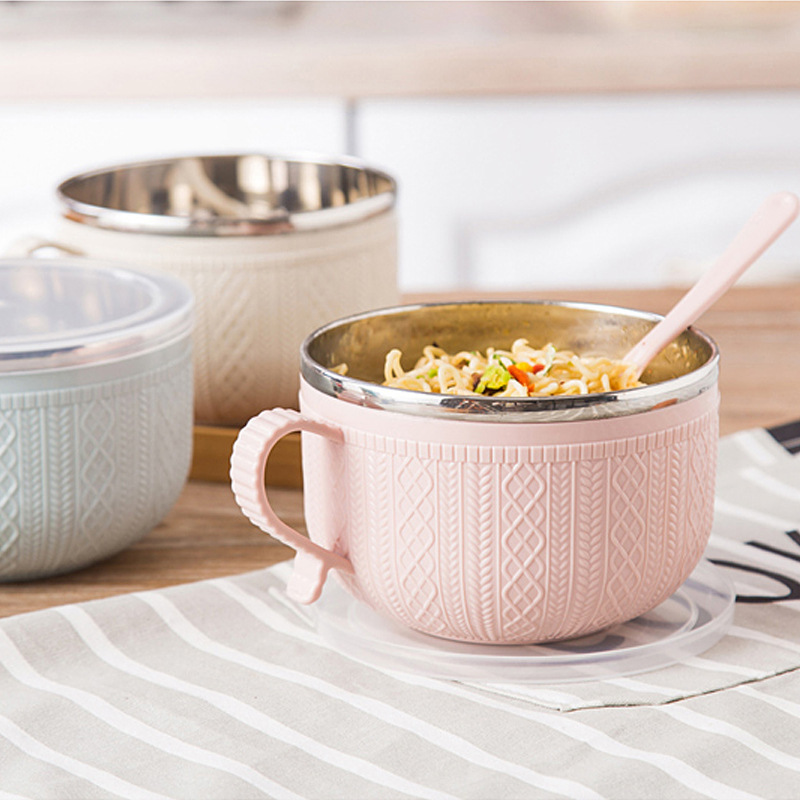 Thickened Stainless Steel Korean Tableware With Cover Foam Bowl Double Insulated Lunch Box Fresh Large Capacity Bento Box details Picture