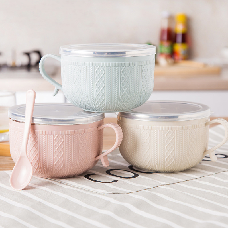 Thickened Stainless Steel Korean Tableware With Cover Foam Bowl Double Insulated Lunch Box Fresh Large Capacity Bento Box