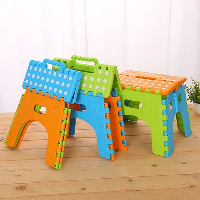 Children's cartoon creative stools, portable plastic folding stools, bathroom and home storage stools thumbnail
