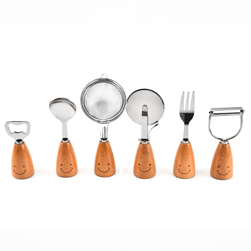Smiley Kitchenware Set Diy Baking Set Beech Smiley 11-Piece Kitchenware Set Fork Spoon Spatula Specification drawing