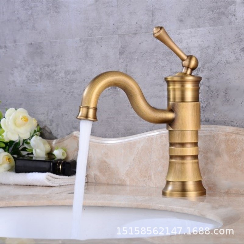 Factory direct sales of home decoration building materials, plumbing hardware, all-copper European-style countertop and undertop, antique rotating washbasins and faucets details Picture