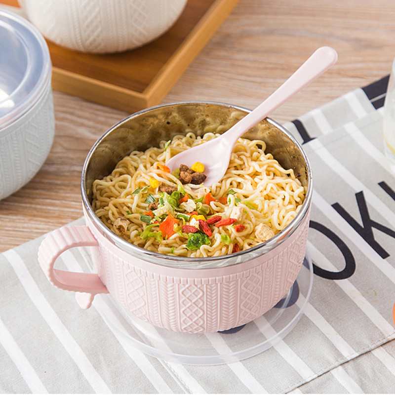 Thickened Stainless Steel Korean Tableware With Cover Foam Bowl Double Insulated Lunch Box Fresh Large Capacity Bento Box Specification drawing