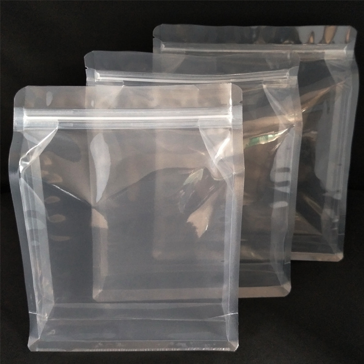 Wholesale of eight-side sealed zipper transparent plastic food-grade composite packaging bags and eight-side sealed flat-bottomed bags details Picture
