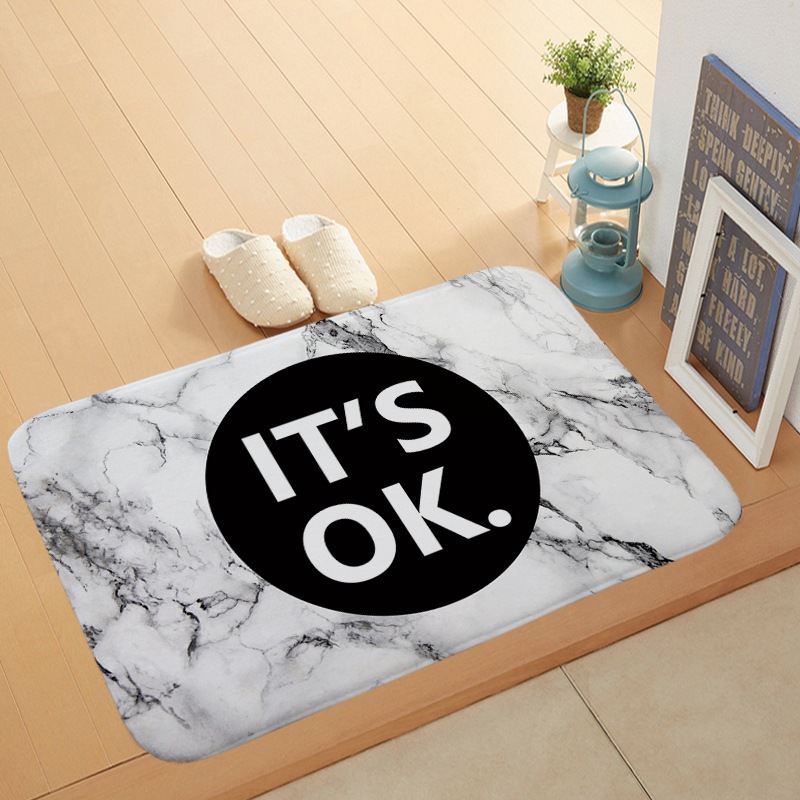 Marble-style printed coral velvet floor mat for entry, coral velvet anti-slip mat carpet for foot soles details Picture