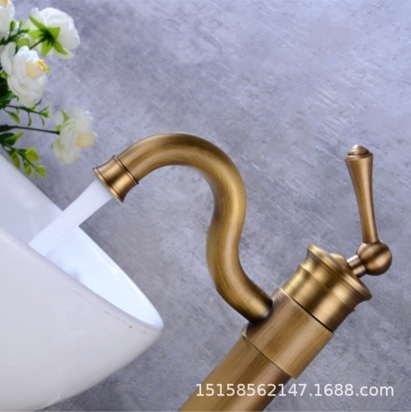 Factory direct sales of home decoration building materials, plumbing hardware, all-copper European-style countertop and undertop, antique rotating washbasins and faucets Application Scenario