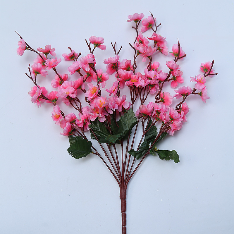 Manufacturers Supply Simulation Flower 9 Fork Peach Blossom Blossom Simulation Bouquet Engineering Decorative Flower Wholesale Item Picture