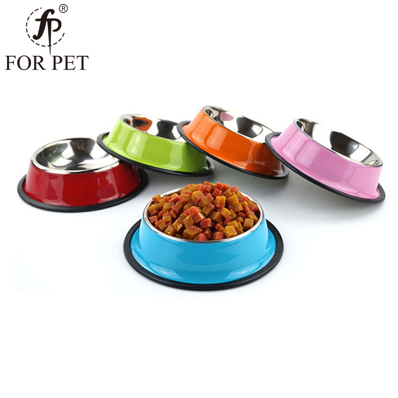 Fengpei Colorful stainless steel dog and cat bowls, spray-painted anti-slip pet bowls, dog basins, colorful dog bowls, pet supplies wholesale