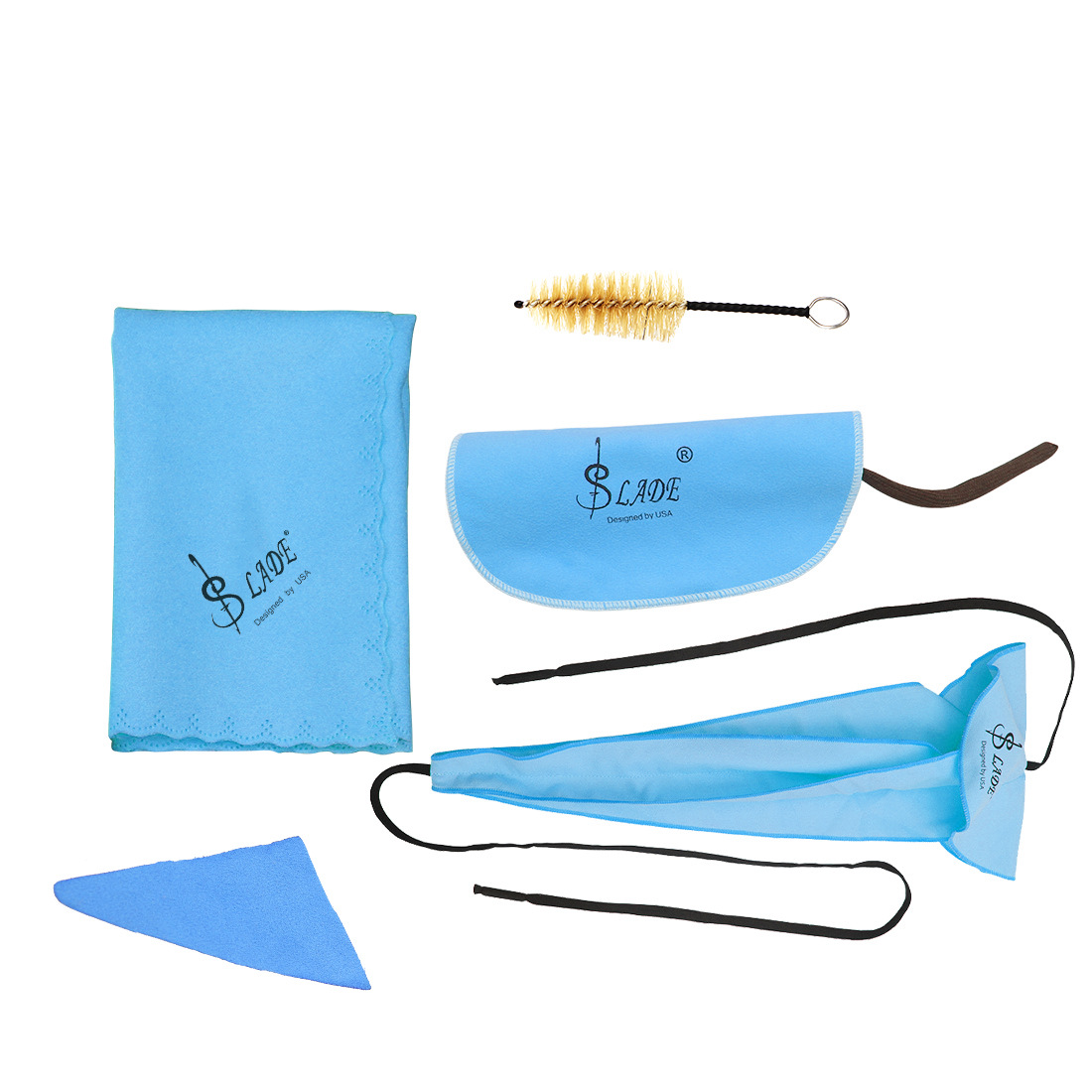 SLADE Saxophone cleaning Set of 5 pieces: three-dimensional flat cloth + flat cloth + cleaning cloth + triangular cloth + flute brush