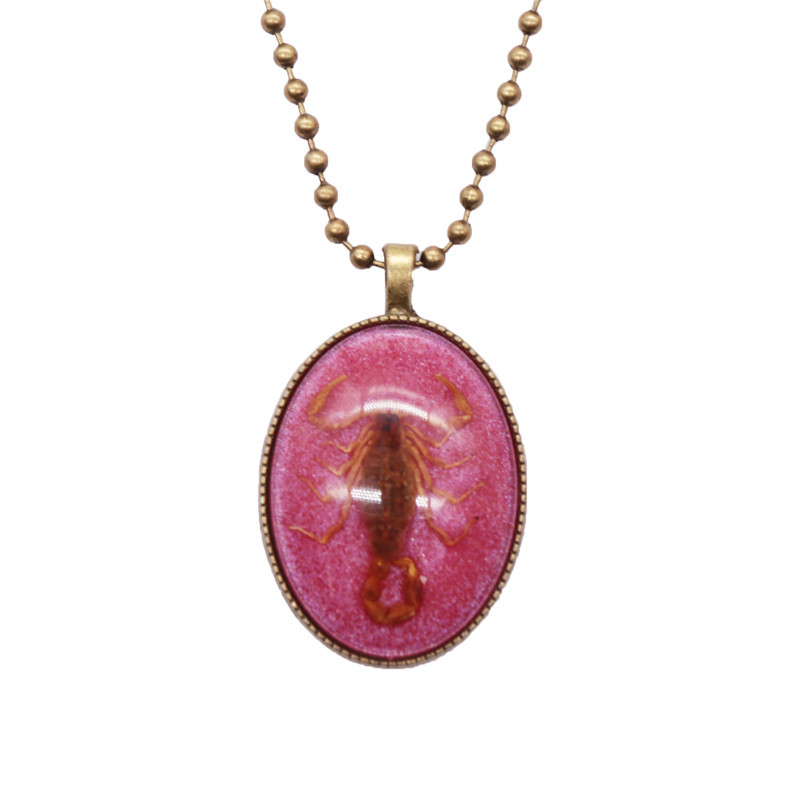 Yiwu Manufacturers Amber Jewelry Creative New Luminous Stone Resin Insect Necklace Retro Scorpion Pendant Wholesale details Picture