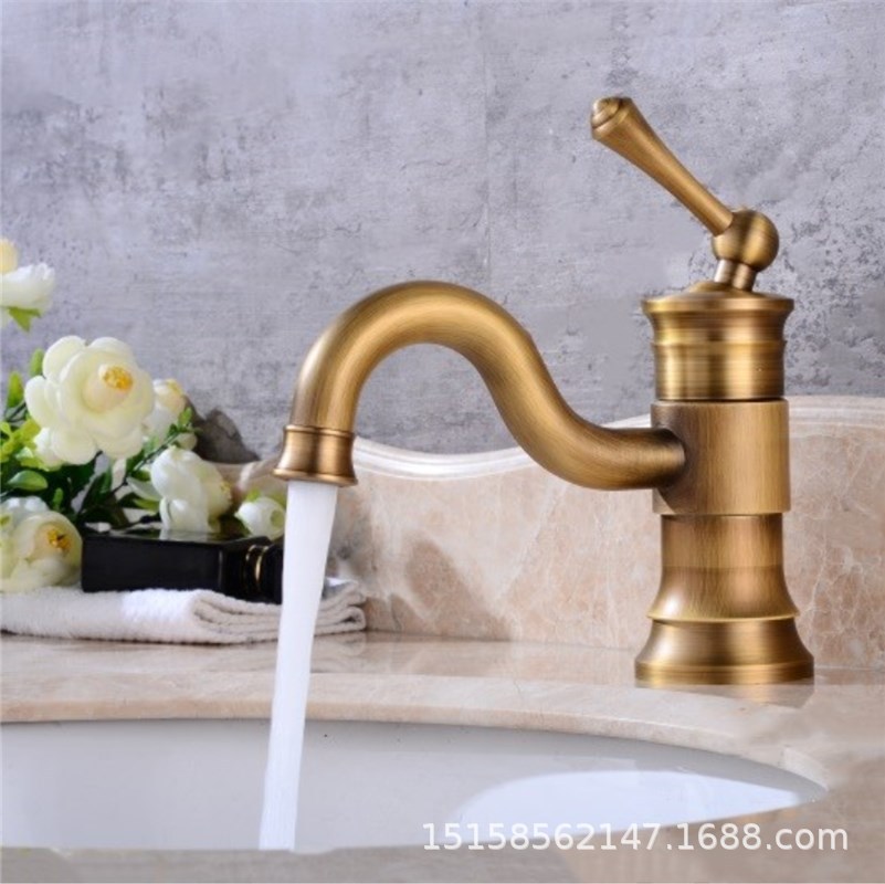 Factory direct sales of home decoration building materials, plumbing hardware, all-copper European-style countertop and undertop, antique rotating washbasins and faucets Specification image