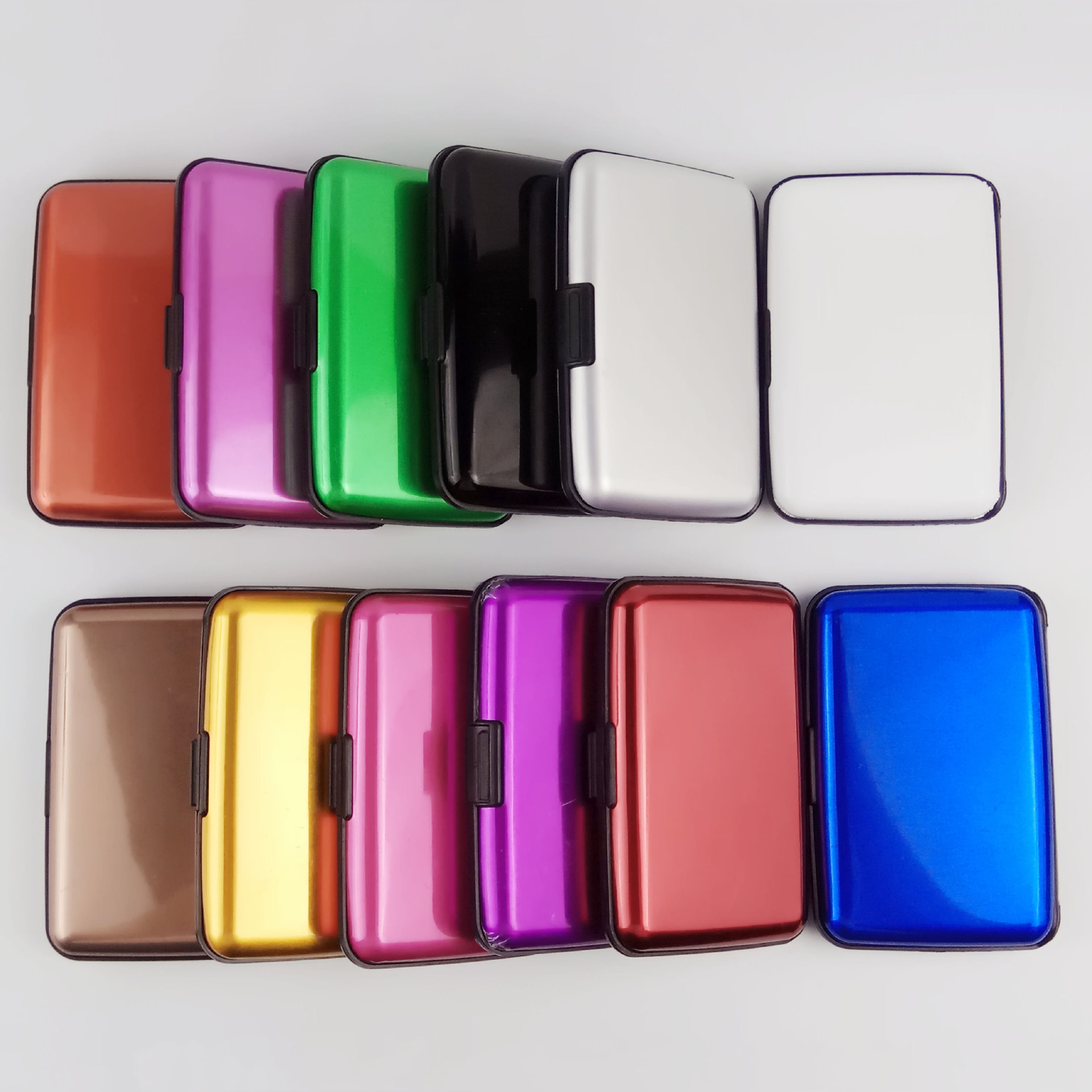 In-stock aluminum alloy credit card case, business card box, aluminum surface color card box, anti-magnetic bank card box, coin purse