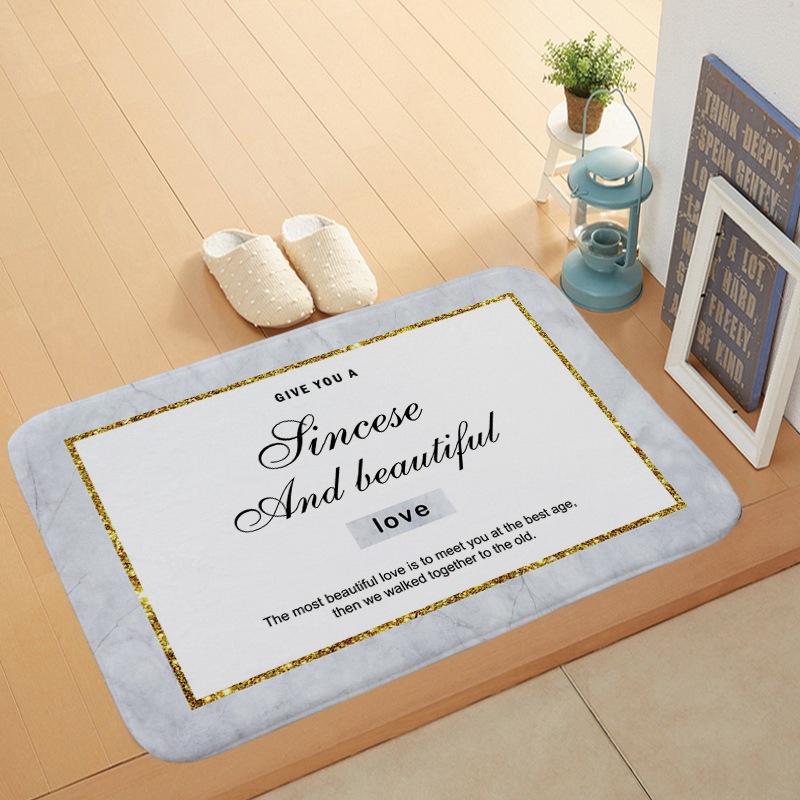 Marble-style printed coral velvet floor mat for entry, coral velvet anti-slip mat carpet for foot soles Specification image