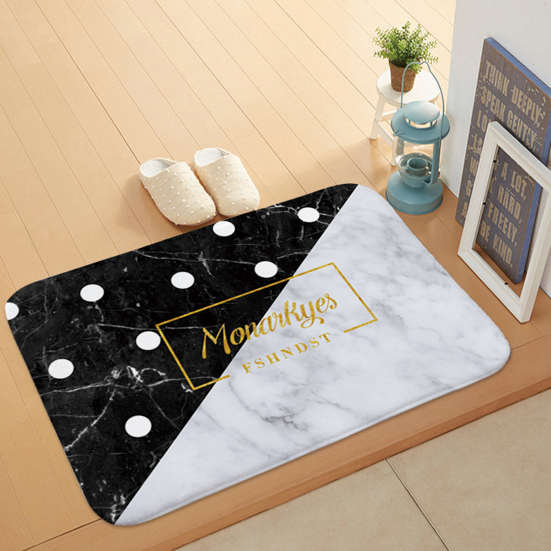 Marble-style printed coral velvet floor mat for entry, coral velvet anti-slip mat carpet for foot soles Application Scenario