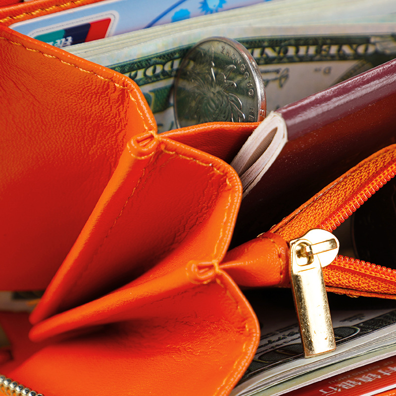Ladies' genuine leather wallets, long and creative styles, multi-slot card cases, zipper clutch bags, gift wholesale details Picture