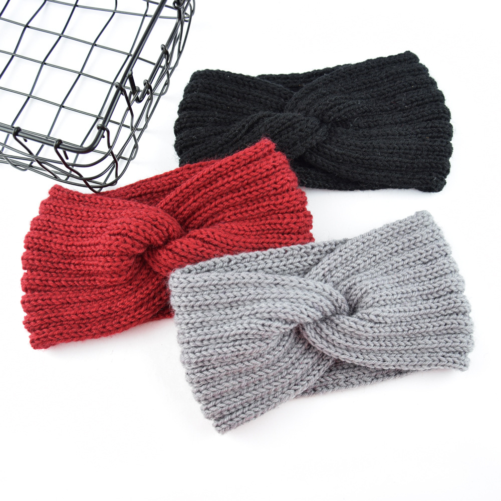 European and American knitted cross-wool hair bands, ear-protecting headbands, hand-woven headbands, flat, fashionable and warm autumn and winter hair accessories
