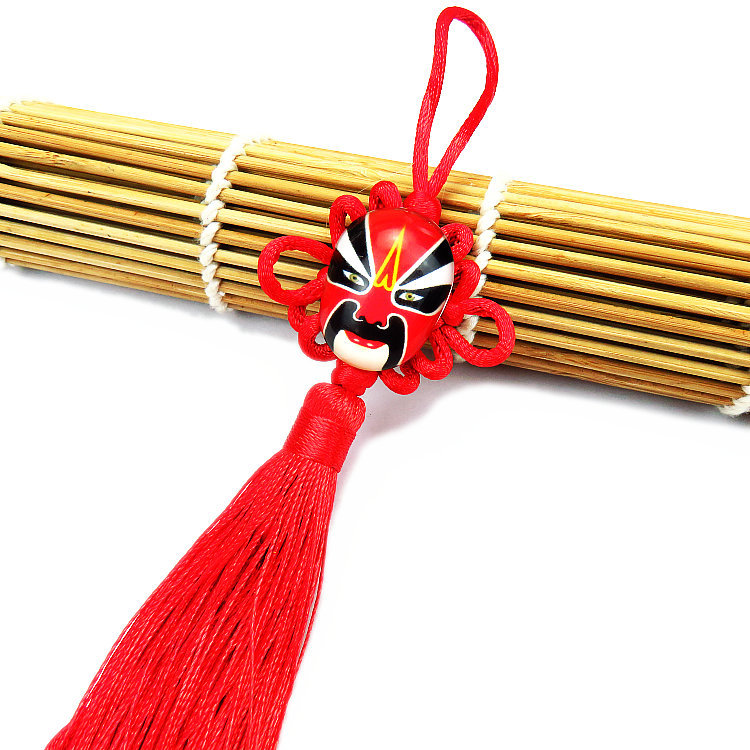 Small Chinese knot pendants for foreigners, crystal Peking Opera mask pendants for living room bonsai decoration Specification image