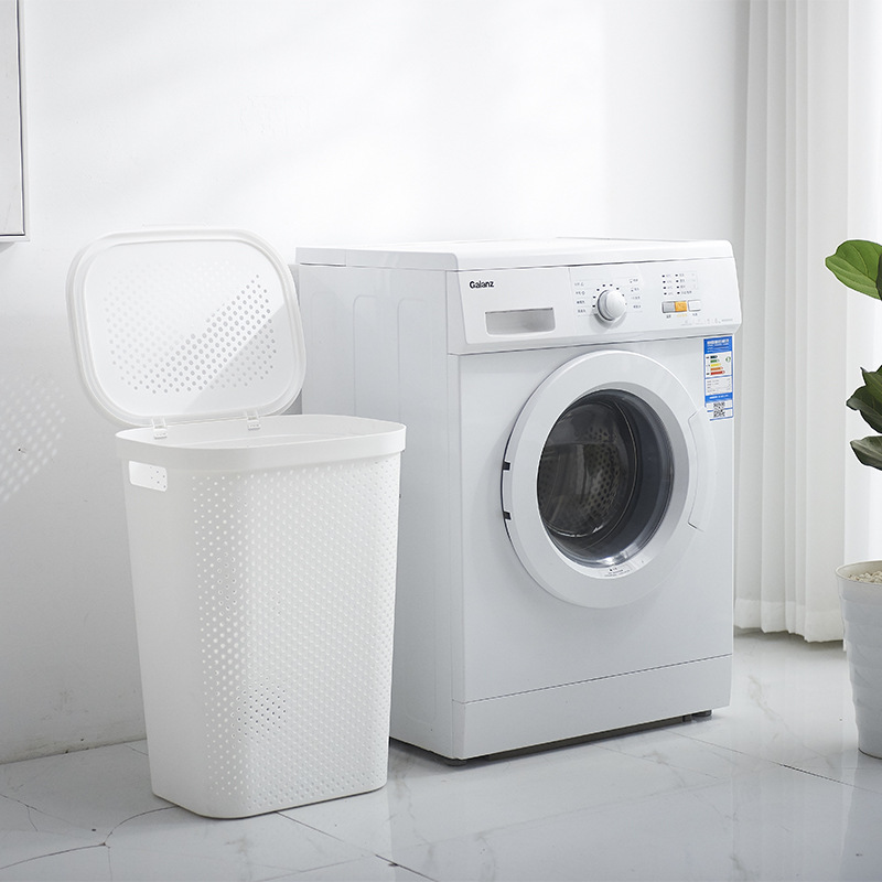 Direct sales of large-sized household laundry baskets from the manufacturer. 60L plastic Japanese-style laundry baskets with LIDS Item Picture