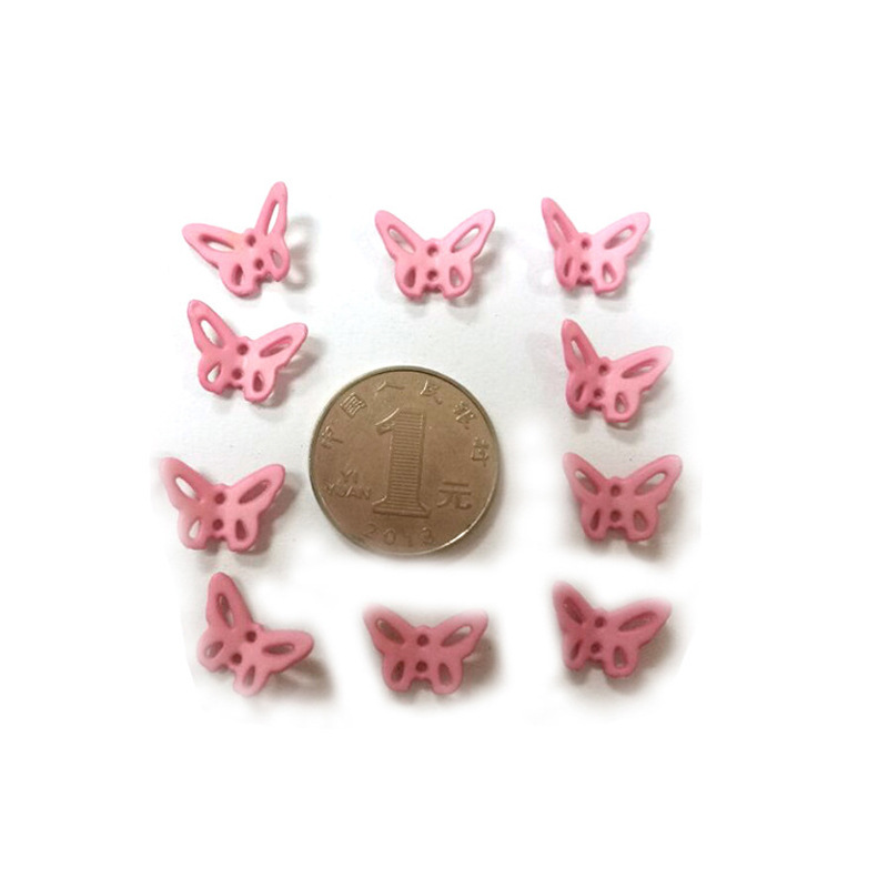 Wholesale small goods hand-sewn children's clothing buttons, cute three-dimensional DIY 2-hole butterfly buttons, white dyed details Picture