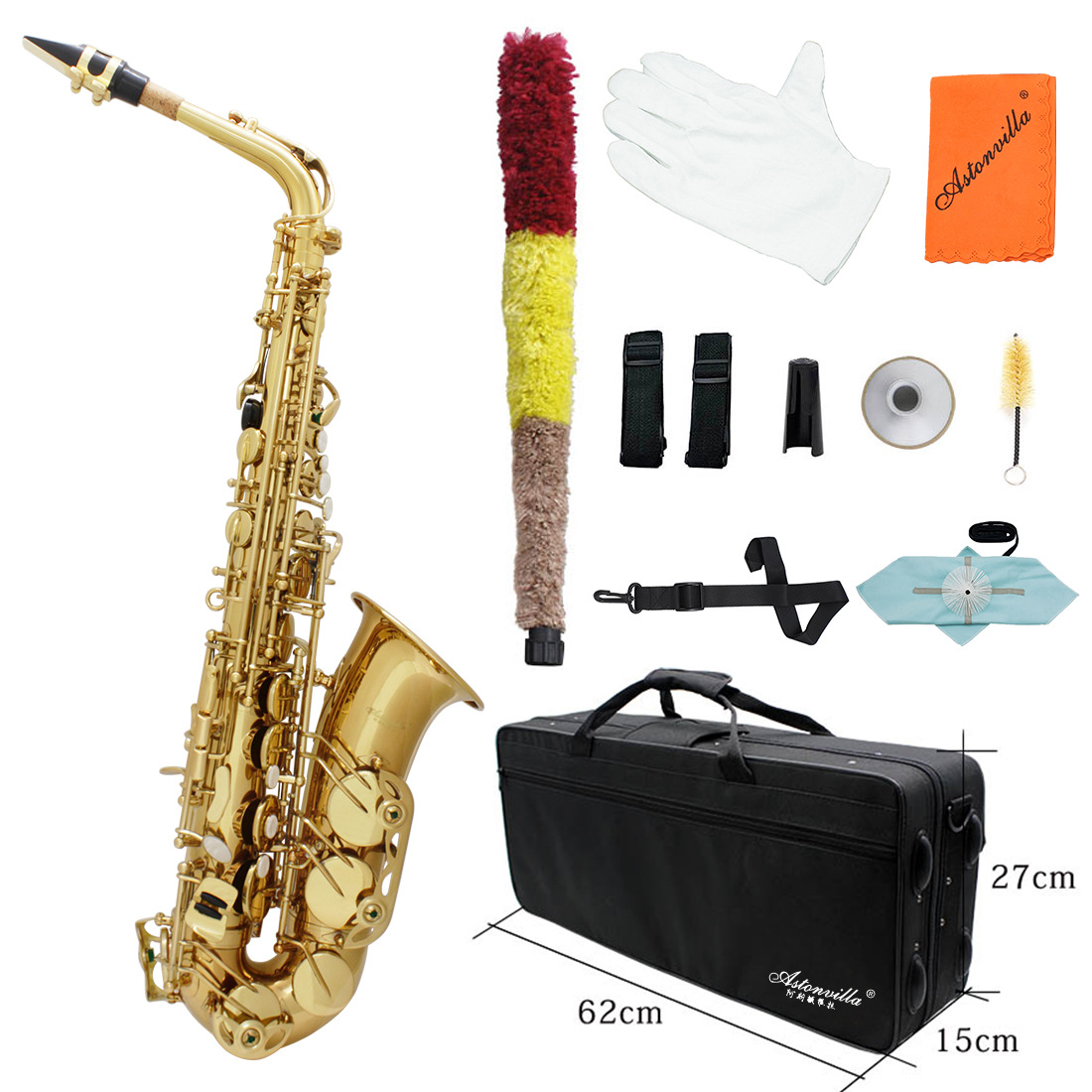 阿斯顿维拉降E调中音萨克斯黄铜管体雕花白贝壳萨克斯风乐器SAX