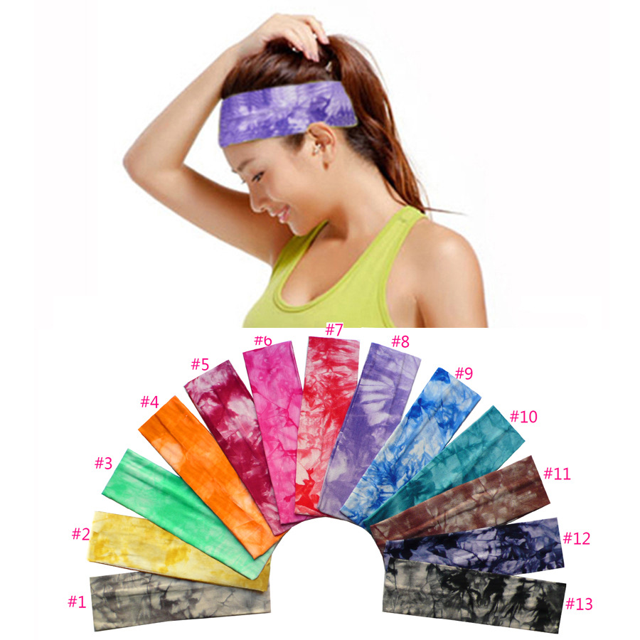Wholesale of new European and American sports and fitness hair bands, sweat-absorbing yoga elastic hair bands, tie-dyed pure cotton printed headbands and hair accessories