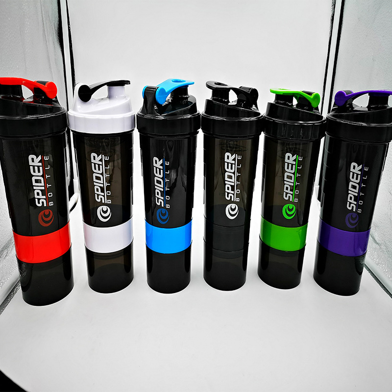 Plastic Shaker Cup Three Layer Protein Powder Fitness Sports Shake Cup Water Cup Wholesale Logo Gift Cup 550Ml Specification drawing