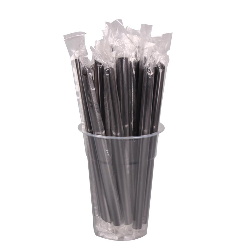 100 disposable thick straws for bubble milk tea, single packaging, large household colored transparent plastic straws Item Picture