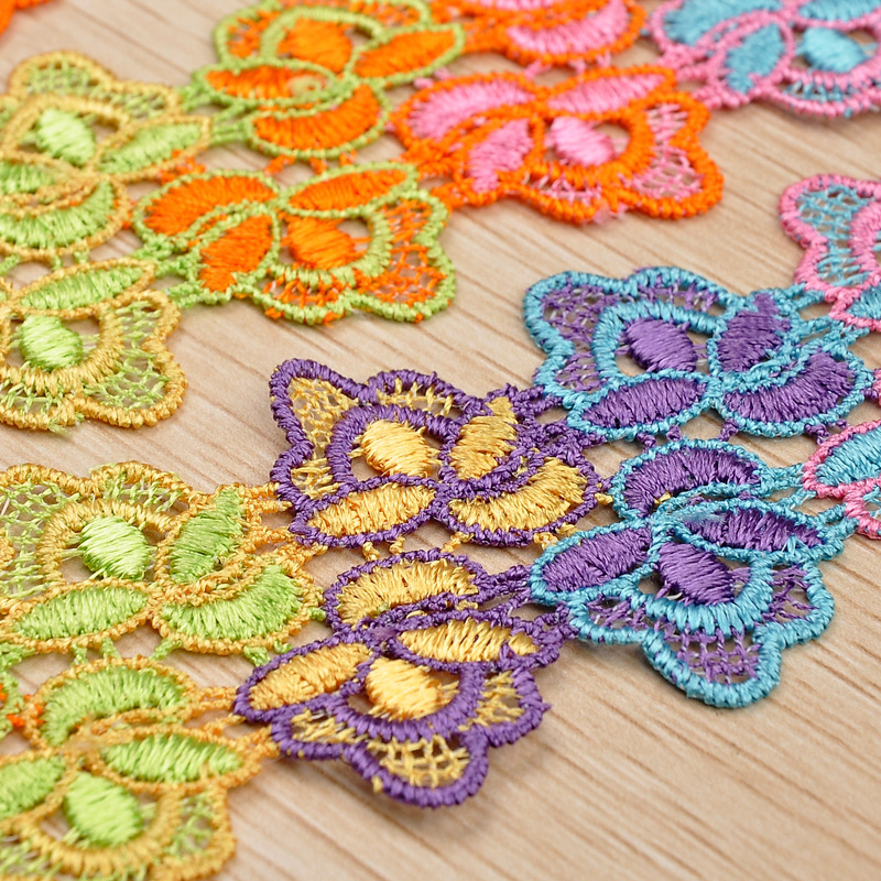 Handmade diy colored lace, water-soluble lace, embroidered lace, DIY clothing accessories factory direct sales Specification image