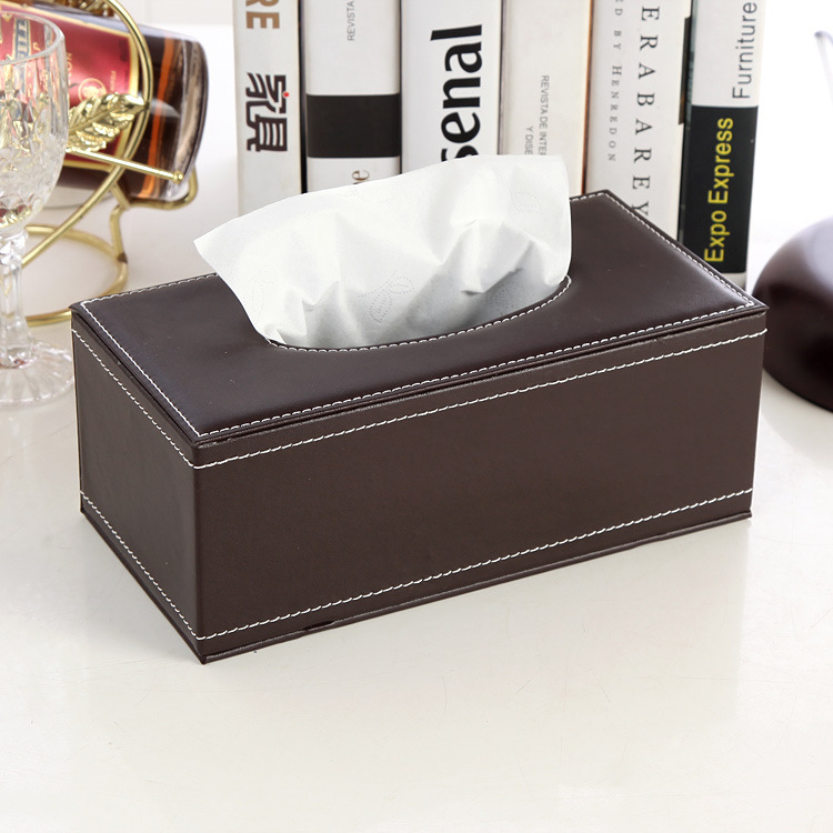 Leather Tissue Box Napkin Pump Box Hotel Pu Paper Pump Box Car Home Leather Opening Gift Logo Wholesale details Picture