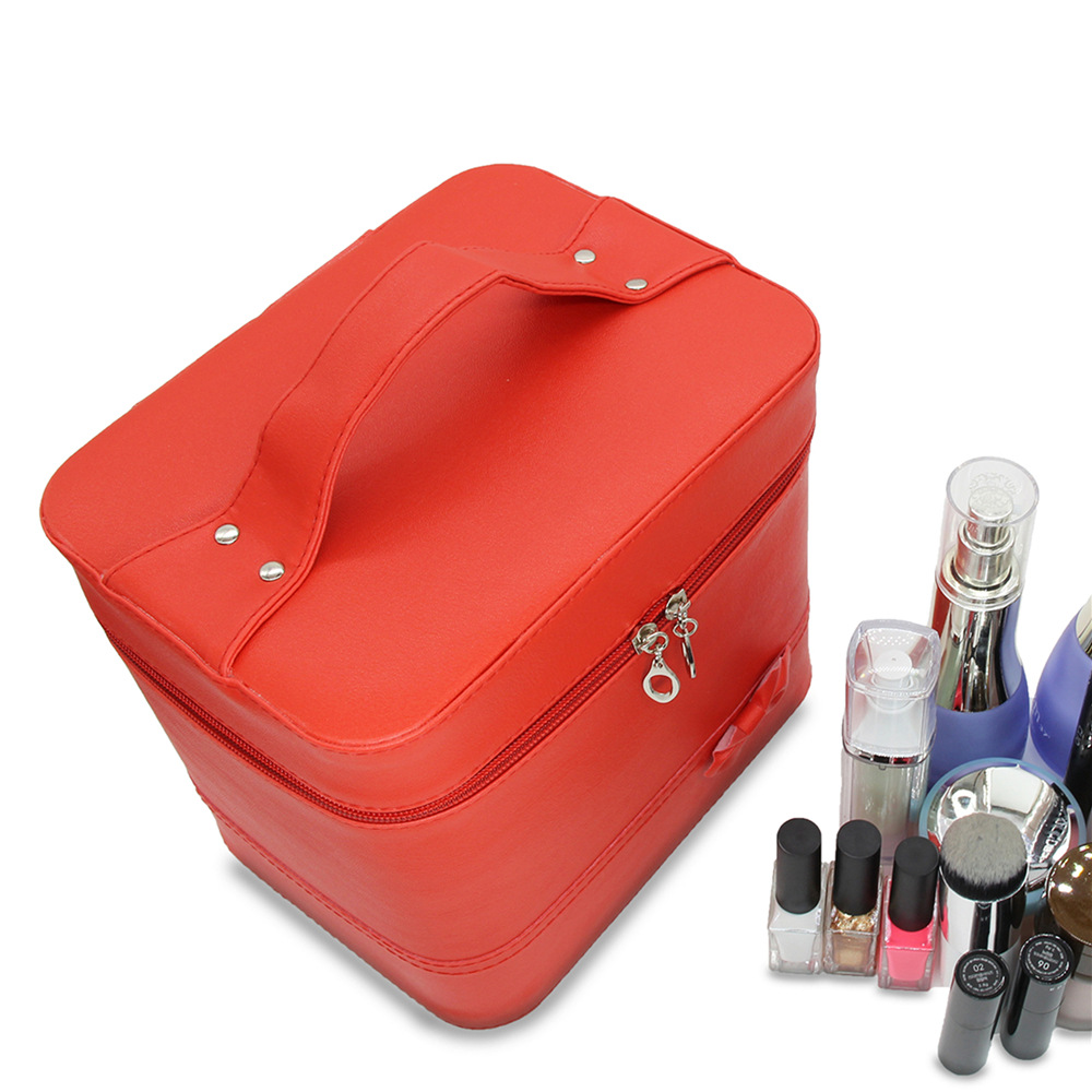 化妆品套装/手提箱/铝箱化妆箱/彩妆套装/化妆包带镜子白底实物图