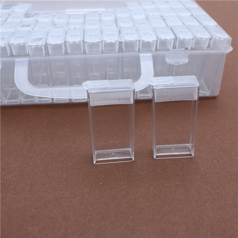 跨境新款亚马逊爆款钻石画工具64格收纳盒串珠塑料透明盒子批发