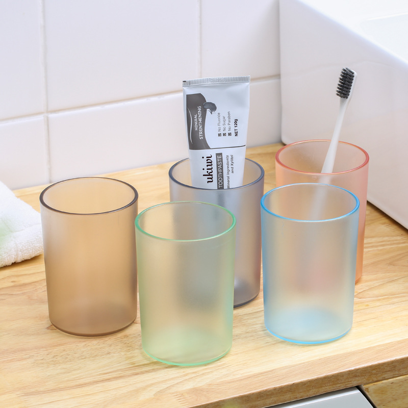 Transparent solid color, printable logo, matte texture, couple brushing cup, washbasin cup, round mouthwash cup, water cup Specification image