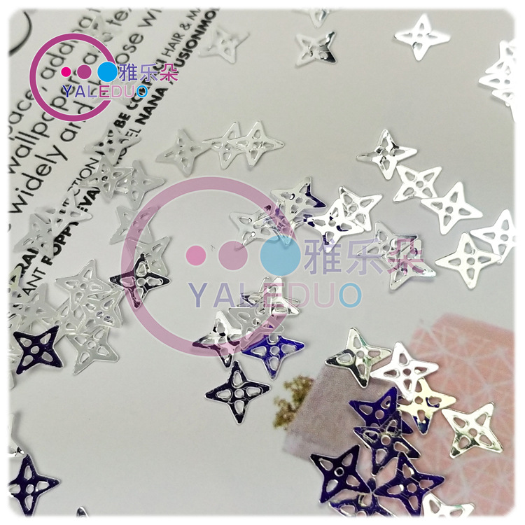 8mm hollowed-out four-corner star gold shiny diy nail art jewelry, eye decoration, Christmas ball handicraft accessories Specification image