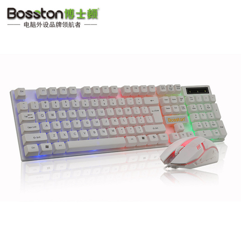 Bodston suspension rainbow backlight computer USB cable keyboard and mouse set DIY installation full figure