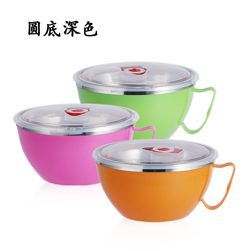Creative 304 stainless steel instant noodle bowl, anti-scald instant noodle cup, insulated lunch box with handle, student cafeteria food preservation box details Picture