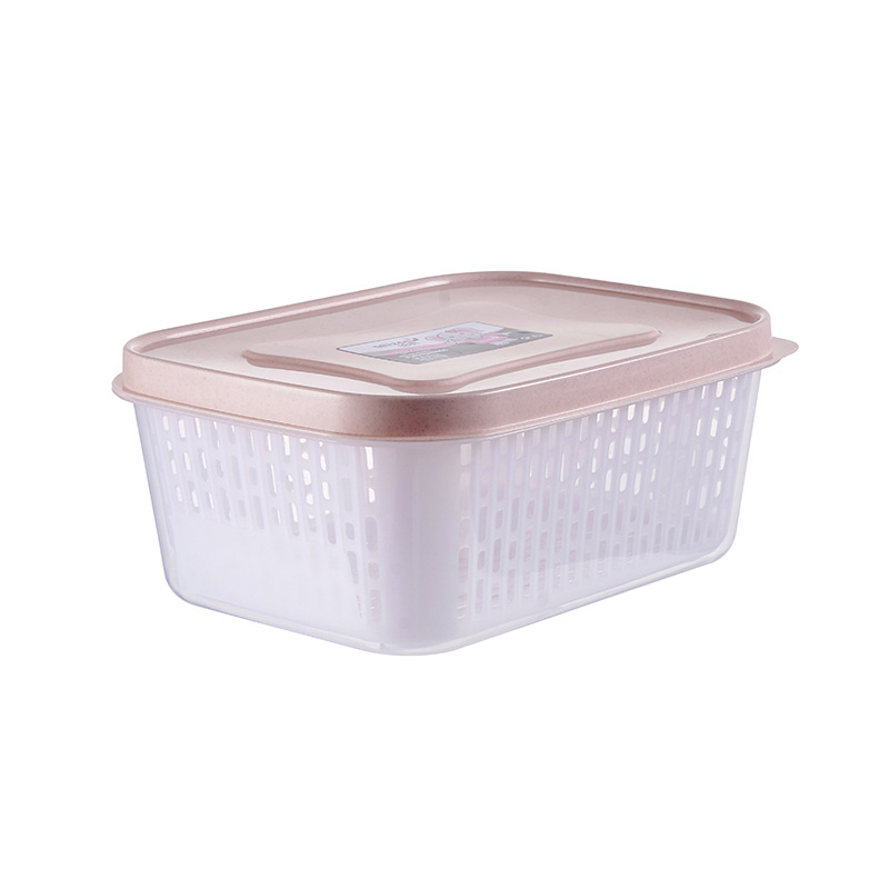 Draining and fresh-keeping box, kitchen plastic fish box, rectangular box for seafood, fruits and vegetables, refrigerator refrigeration storage sealed box Item Picture