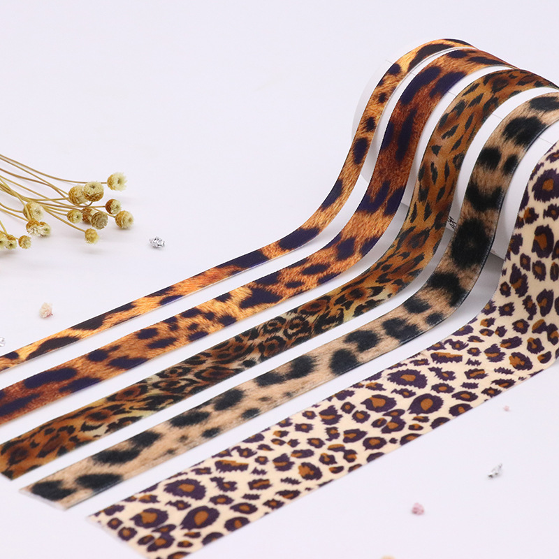 Clothing Shoes And Hats Leopard Velvet Ribbon Trouser Edge Printed Leopard Flocking Ribbon Clothing Ribbon Can Be Wholesale At A Low Price details Picture