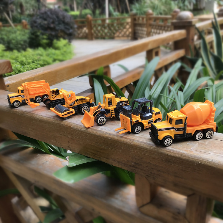 Children's alloy car models 6 pieces each, 5 simulation engineering vehicles, toys, excavators, fire engines, baby Huili cars wholesale Specification image