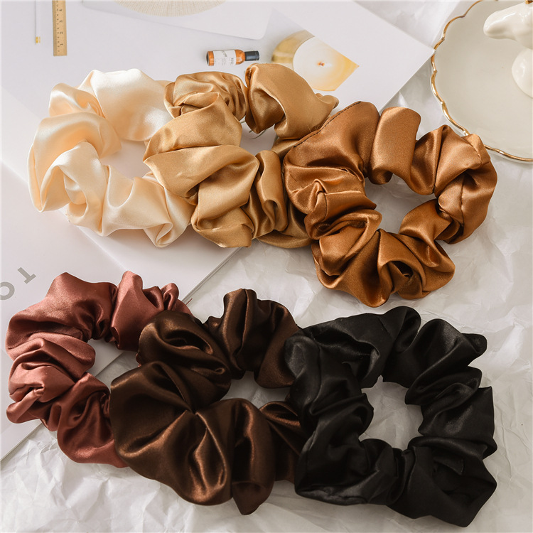 Satin fabric large intestine hair band and hair accessory, European and American cross-border women's hair tie set, simple and versatile headwear, wholesale in stock details Picture