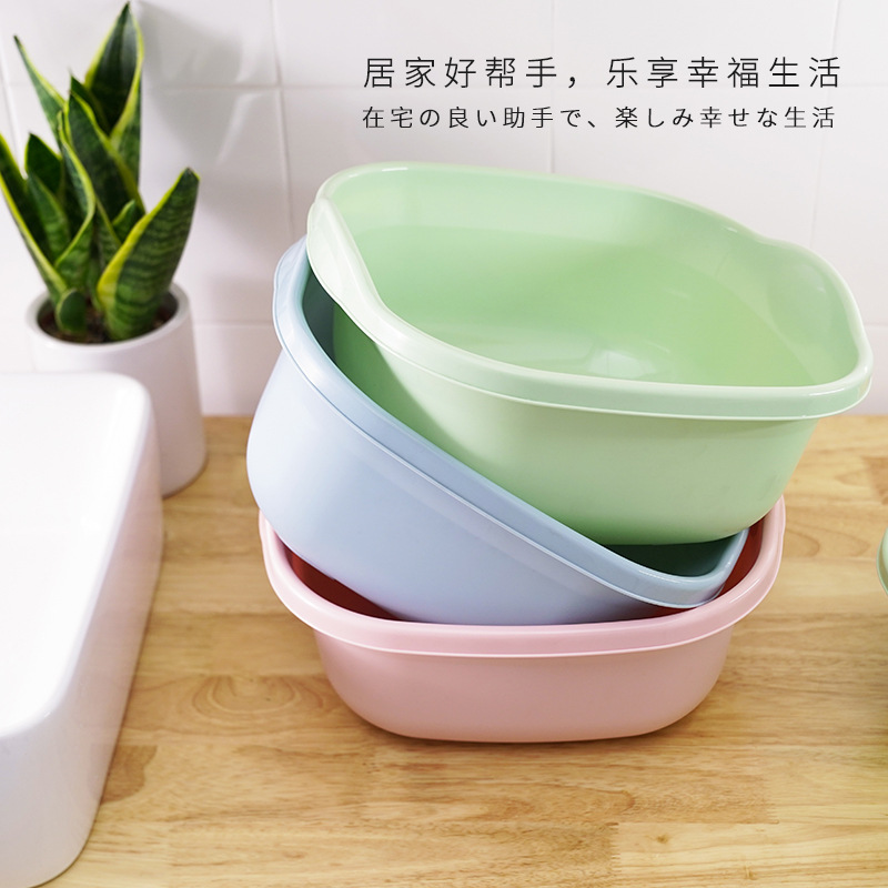 Household laundry basin, foot-washing basin, children's small washbasin, plain square plastic basin, washbasin and laundry basin details Picture