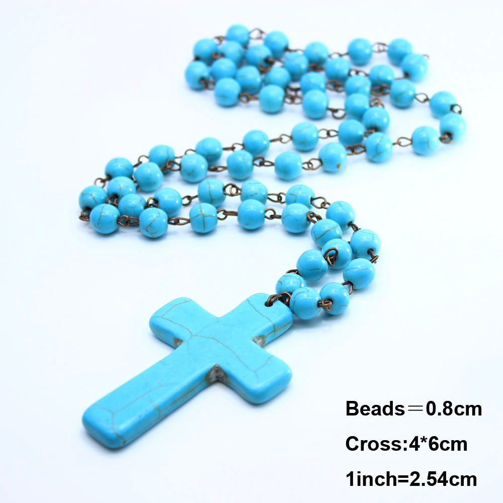 Wholesale of cross pendant necklaces, sweater chains, turquoise beads and curved needles Specification image