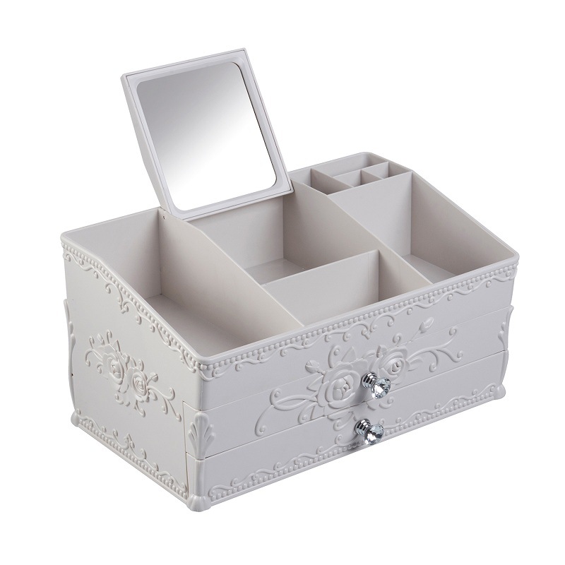 Cosmetics storage box, girlish desktop organization, drawer-style European carved skin care products, lipstick, and miscellaneous storage rack Item Picture