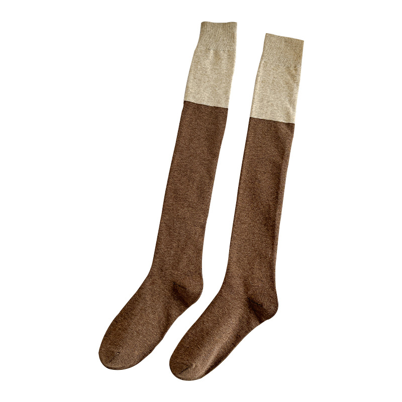 One-piece consignment of jk knee-high socks, high-top Japanese socks for women in autumn and winter, warm long socks, slightly pressed color-blocked calf socks, and long cotton socks Item Picture