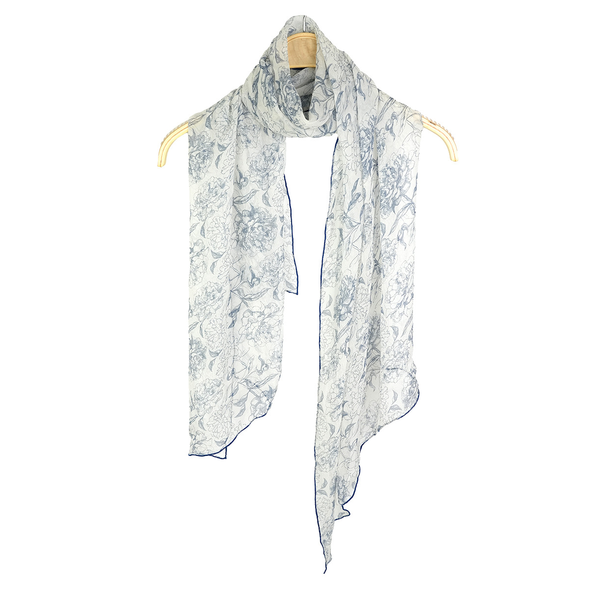 Cross-border exclusive new 100% mulberry silk hand-rolled edge fashionable large silk scarf, versatile and fresh floral print scarf for women Application Scenario