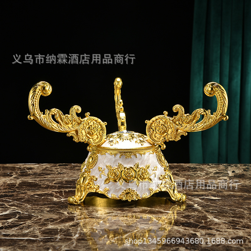 European Luxury Large Glass Fruit Tray Creative Alloy Fruit Tray Hotel Ktv Fruit Tray Home Furnishings Specification drawing